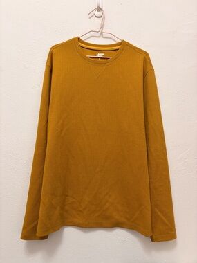 Lands' End Men's Mustard Crewneck Herringbone Sweatshirt